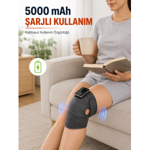 Isıtmalı Ve Titreşimli Diz Masaj Aleti Şarjlı Dijital Ekranlı 5000 Mah Masaj Cihazı