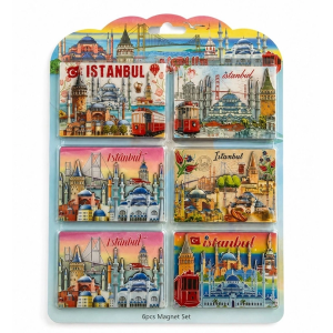 İstanbul Temalı Ahşap Buzdolapı Süsü Magnet 6'lı Set Alk5808
