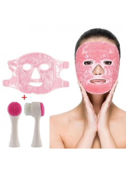 Jel Buz Paketi Yüz Maskesi Baş Ağrısı Yastık Kozmetik Maske + Çift Taraflı Cilt Fırçası