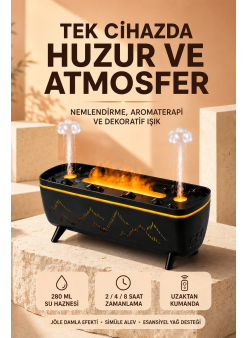Jöle Yağmur Efektli Hava Nemlendirici 280 Ml Aromaterapi Difüzörü Alev Efektli