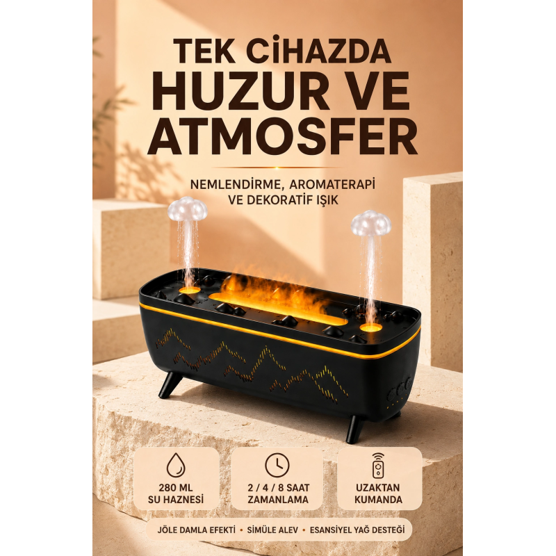 Jöle Yağmur Efektli Hava Nemlendirici 280 Ml Aromaterapi Difüzörü Alev Efektli Jöle Yağmur Efektli Hava Nemlendirici 280 Ml Aromaterapi Difüzörü Alev Efektli