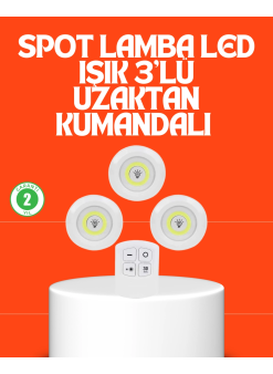 Kablosuz 3 Lü Spot Led Lamba Seti Uzaktan Kumandalı Enerji Tasarruflu Aydınlatma