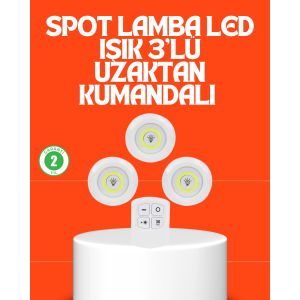 Kablosuz 3 Lü Spot Led Lamba Seti Uzaktan Kumandalı Enerji Tasarruflu Aydınlatma