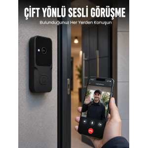 Kablosuz Akıllı Kapı Zili Gece Görüşlü Wi-fi Güvenlik Kameralı Kapı Zili