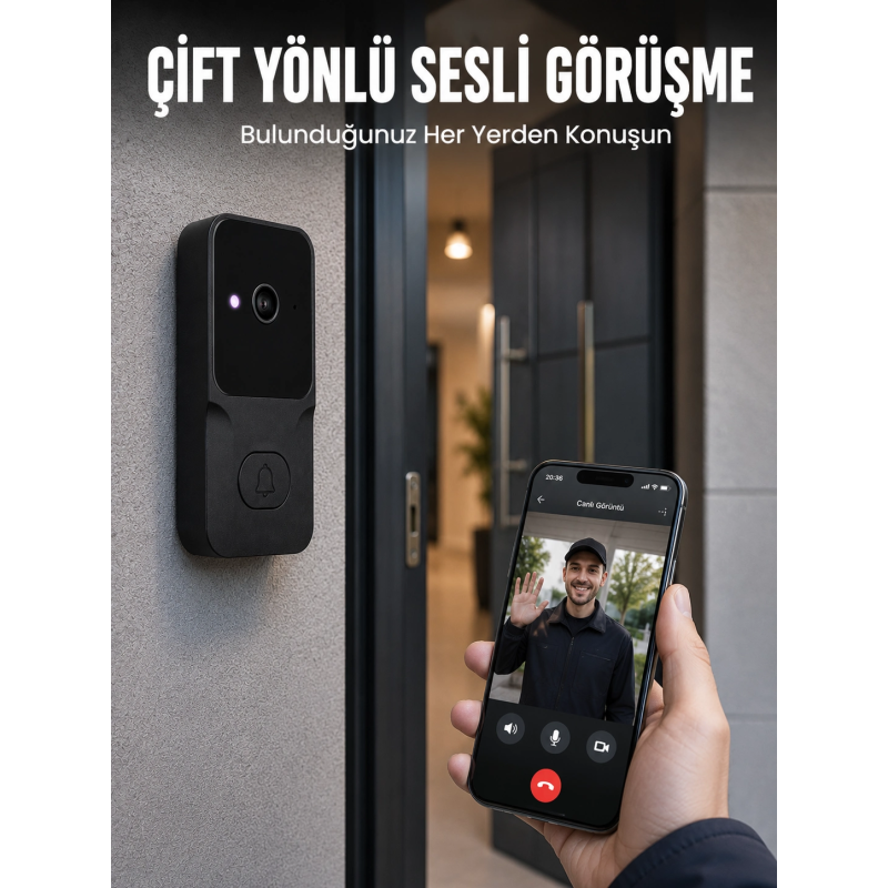 Kablosuz Akıllı Kapı Zili Gece Görüşlü Wi-fi Güvenlik Kameralı Kapı Zili Kablosuz Akıllı Kapı Zili Gece Görüşlü Wi-fi Güvenlik Kameralı Kapı Zili