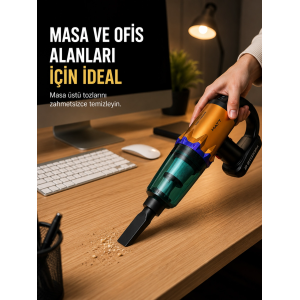 Kablosuz Araç Süpürgesi Yıkanabilir Filtreli Taşınabilir El Tipi Süpürge