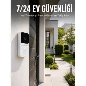 Kablosuz Beyaz Akıllı Kapı Zili Wi-fi Bağlantılı Hd Kameralı Ev Güvenlik Sistemi