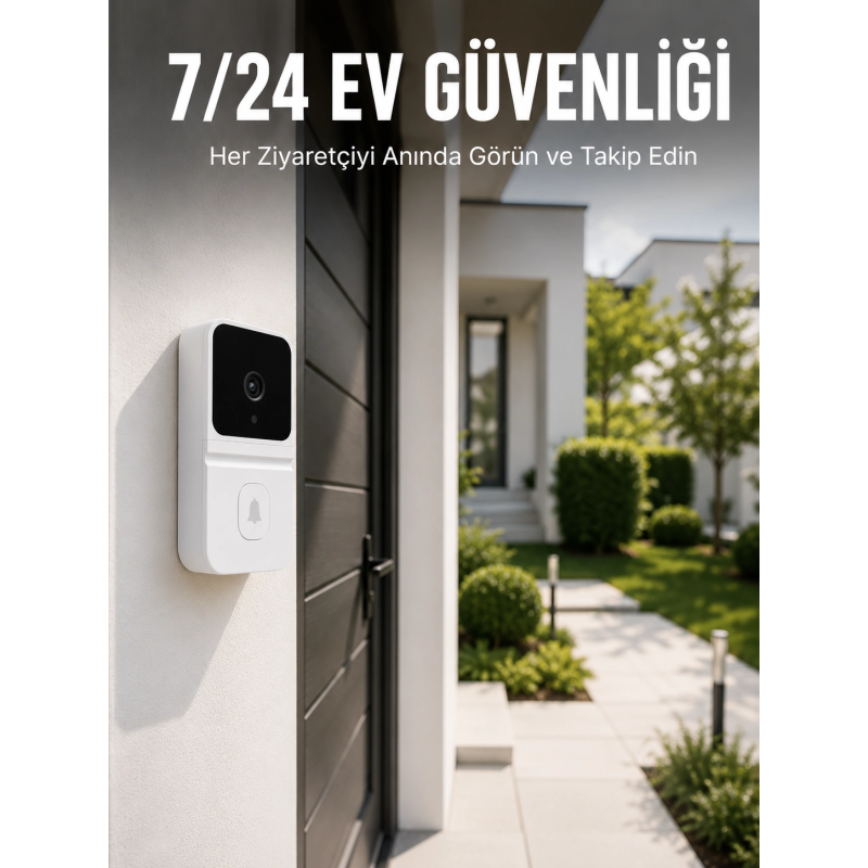 Kablosuz Beyaz Akıllı Kapı Zili Wi-fi Bağlantılı Hd Kameralı Ev Güvenlik Sistemi Kablosuz Beyaz Akıllı Kapı Zili Wi-fi Bağlantılı Hd Kameralı Ev Güvenlik Sistemi