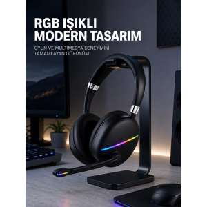 Kablosuz Bluetooth 5.0 Kulaklık Rgb Işıklı Tasarım