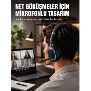 Kablosuz Bluetooth 5.0 Kulaklık Rgb Işıklı Tasarım