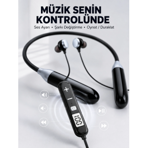 Kablosuz Bluetooth Boyun Kulaklığı Mikrofonlu Müzik Dinleme Çağrı Cevaplama Ses Kontrollü Kulak İçi Kulaklık