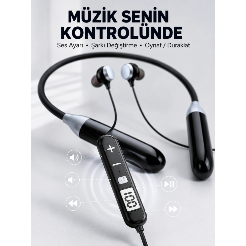 Kablosuz Bluetooth Boyun Kulaklığı Mikrofonlu Müzik Dinleme Çağrı Cevaplama Ses Kontrollü Kulak İçi Kulaklık Kablosuz Bluetooth Boyun Kulaklığı Mikrofonlu Müzik Dinleme Çağrı Cevaplama Ses Kontrollü Kulak İçi Kulaklık