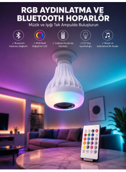 Kablosuz Bluetooth Hoparlör Led Lamba