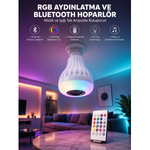 Kablosuz Bluetooth Hoparlör Led Lamba