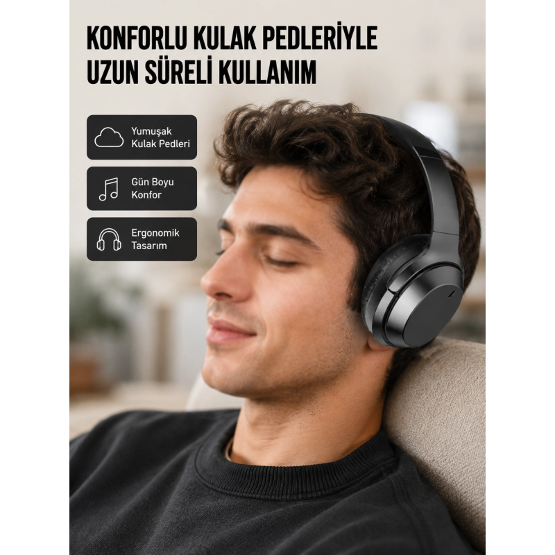 Kablosuz Bluetooth Kulaklık 5.0 18 Saat Kullanım Dinamik Sürücü Siyah Yeni Nesil Kablosuz Bluetooth Kulaklık 5.0 18 Saat Kullanım Dinamik Sürücü Siyah Yeni Nesil