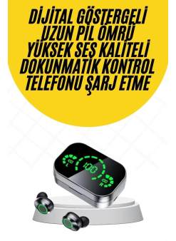 Kablosuz Bluetooth Kulaklık Çift Telefon Destekli Powerbankli Dijital Göstergeli