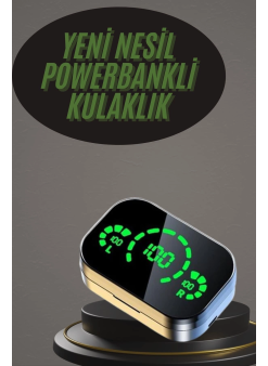 Kablosuz Bluetooth Kulaklık Çift Telefon Destekli Powerbankli Dijital Göstergeli