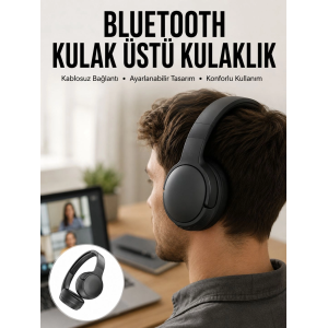 Kablosuz Bluetooth Kulaklık Kulak Üstü Ayarlanabilir Uzun Ömürlü Yeni Nesil
