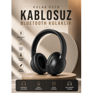 Kablosuz Bluetooth Kulaklık Kulak Üstü Mikrofonlu 5.0 Bluetooth Anc Özelliği