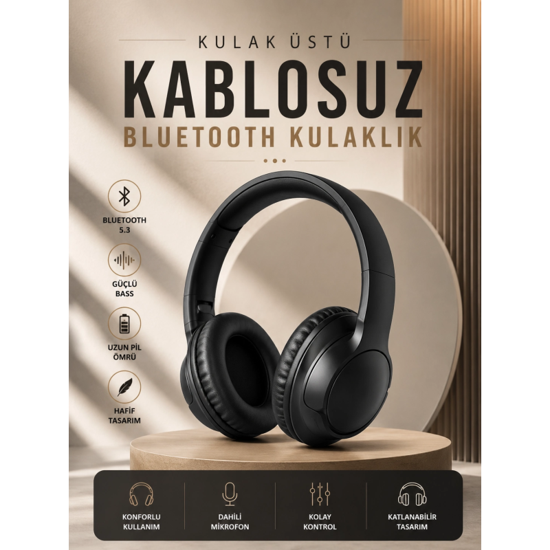 Kablosuz Bluetooth Kulaklık Kulak Üstü Mikrofonlu 5.0 Bluetooth Anc Özelliği Kablosuz Bluetooth Kulaklık Kulak Üstü Mikrofonlu 5.0 Bluetooth Anc Özelliği