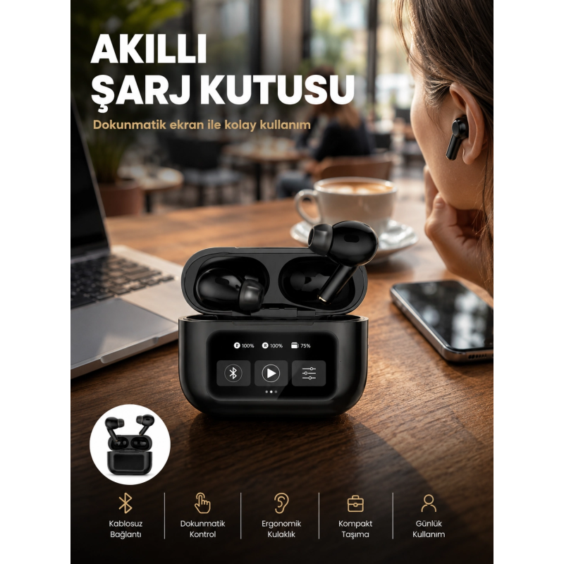 Kablosuz Bluetooth Kulaklık Pro Yeni Nesil Dokunmatik Kontrol Yeni Nesil Kablosuz Bluetooth Kulaklık Pro Yeni Nesil Dokunmatik Kontrol Yeni Nesil