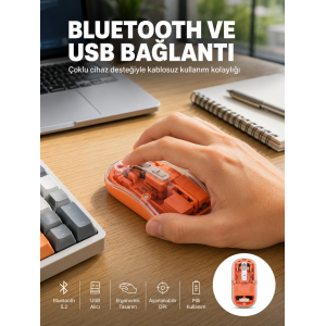 Kablosuz Bluetooth Mouse Şık Ve Sessiz Ofis Tasarımı Yeni Nesil