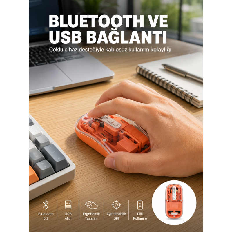 Kablosuz Bluetooth Mouse Şık Ve Sessiz Ofis Tasarımı Yeni Nesil Kablosuz Bluetooth Mouse Şık Ve Sessiz Ofis Tasarımı Yeni Nesil