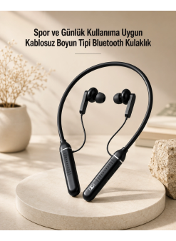 Kablosuz Boyun Tipi Bluetooth Kulaklık Mikrofonlu Spor Ve Günlük Kullanıma Uygun