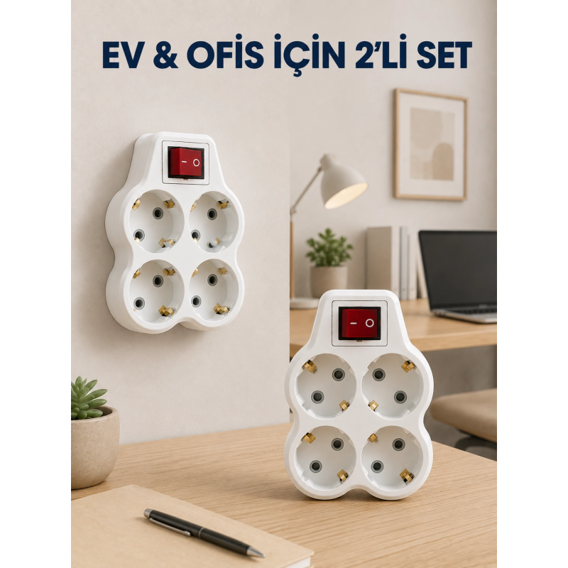 Kablosuz Duvar Tipi Priz Çoğaltıcı 4 Çıkışlı Anahtarlı 2 Adet Avantajlı Set Kablosuz Duvar Tipi Priz Çoğaltıcı 4 Çıkışlı Anahtarlı 2 Adet Avantajlı Set