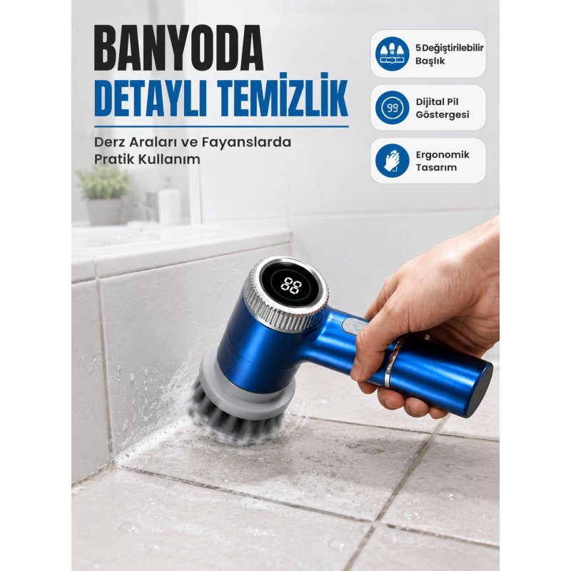 Kablosuz Elektrikli Döner Temizlik Fırçası İle Zorlu Kirleri Kolayca Temizleyin Kablosuz Elektrikli Döner Temizlik Fırçası İle Zorlu Kirleri Kolayca Temizleyin