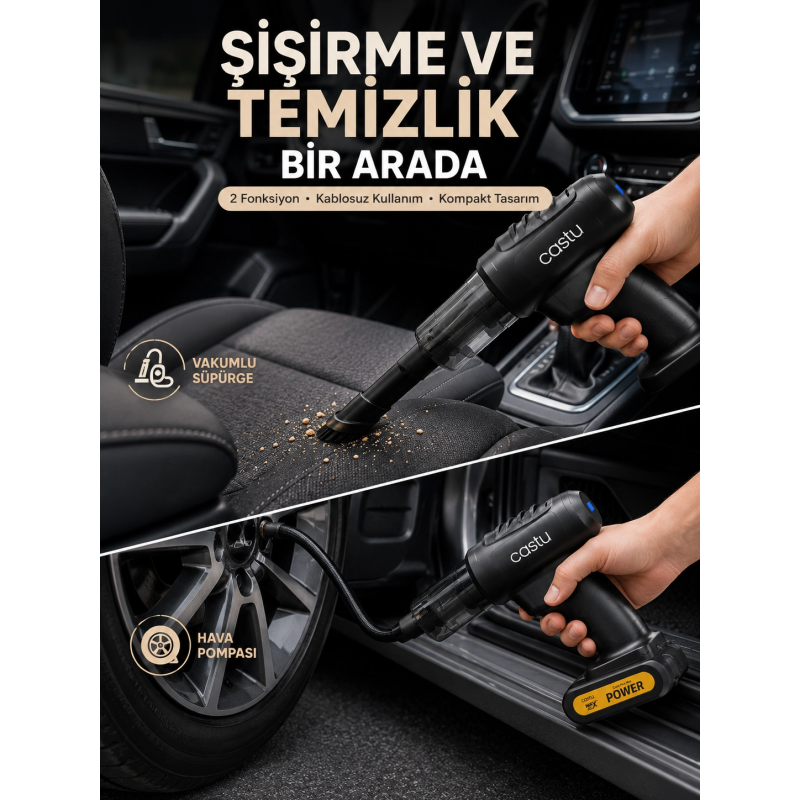 Kablosuz Hava Pompası Ve Vakumlu El Süpürgesi Kablosuz Hava Pompası Ve Vakumlu El Süpürgesi