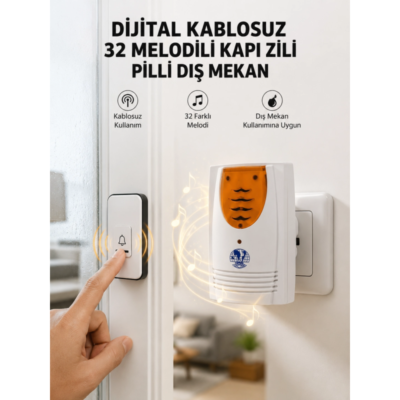 Kablosuz Kapı Zili Düzenli Ve Konforlu Yaşam Alanları İçin Yeni Nesil Kablosuz Kapı Zili Düzenli Ve Konforlu Yaşam Alanları İçin Yeni Nesil