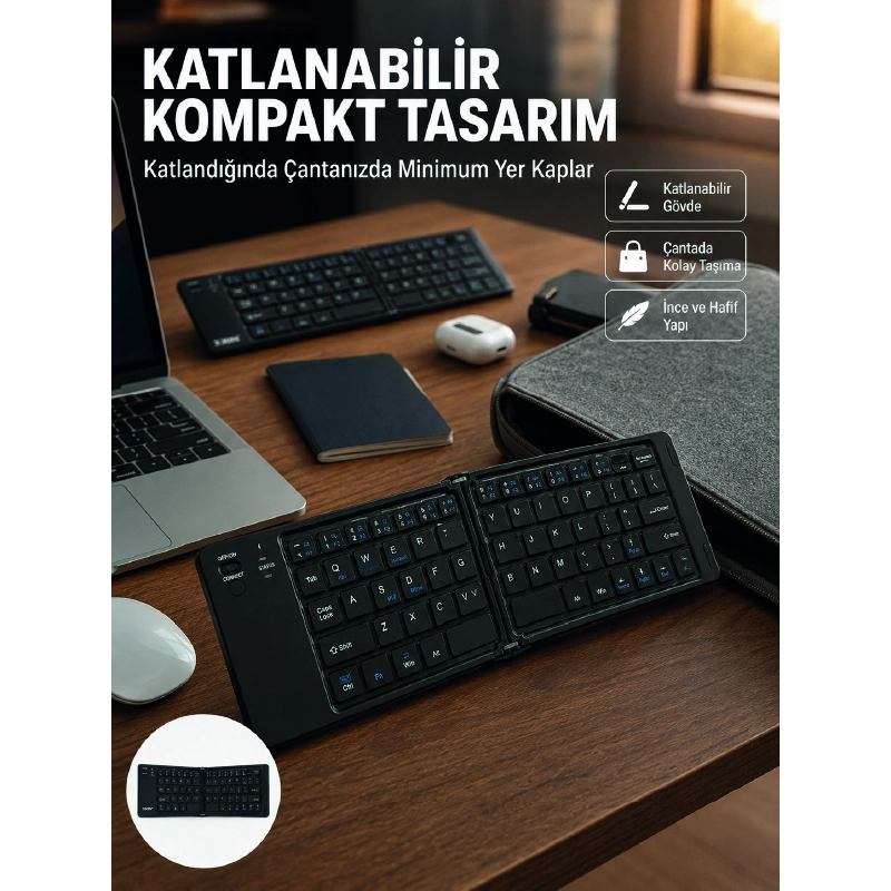 Kablosuz Katlanabilir Bluetooth Klavye Telefon Tablet Bilgisayar Uyumlu Kablosuz Katlanabilir Bluetooth Klavye Telefon Tablet Bilgisayar Uyumlu