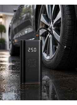 Kablosuz Lastik Şişirme Kompresörü Dijital Ekranlı Powerbank Özellikli Hava Pompası