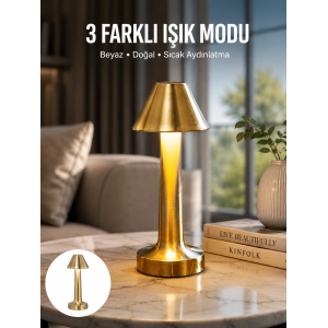 Kablosuz Led Masa Lambası 1800mah 3 Renk Aydınlatma Dokunmatik Yeni Nesil