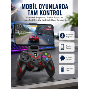 Kablosuz Oyun Kolu Bluetooth Joystick Gamepad Android Uyumlu