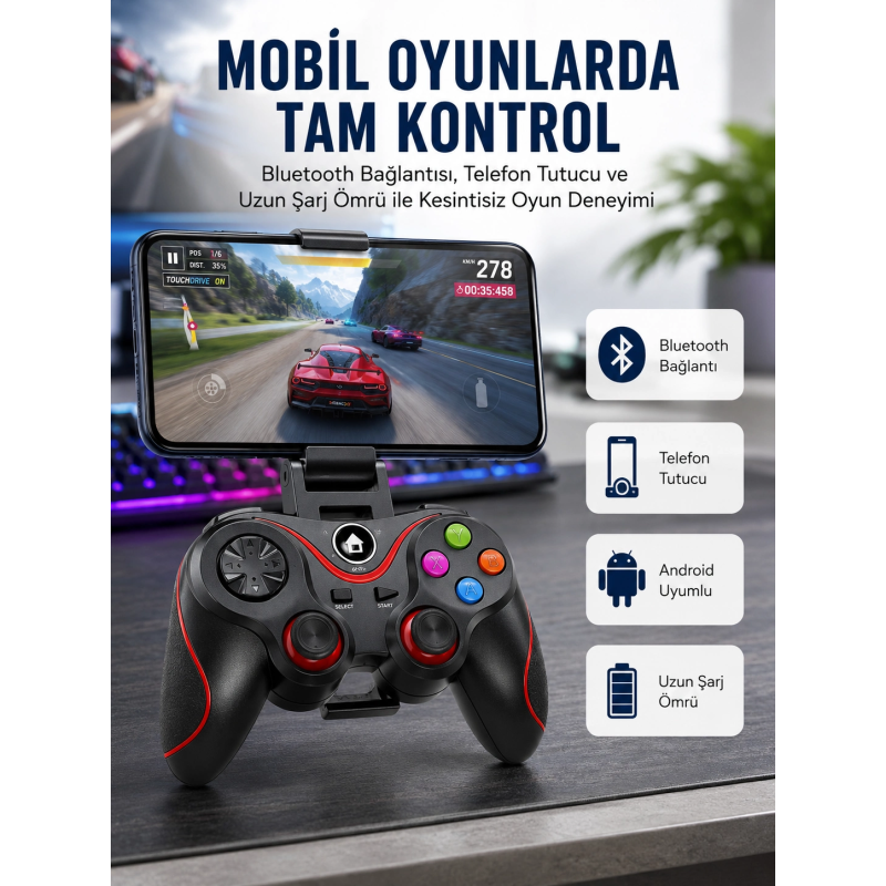 Kablosuz Oyun Kolu Bluetooth Joystick Gamepad Android Uyumlu Kablosuz Oyun Kolu Bluetooth Joystick Gamepad Android Uyumlu