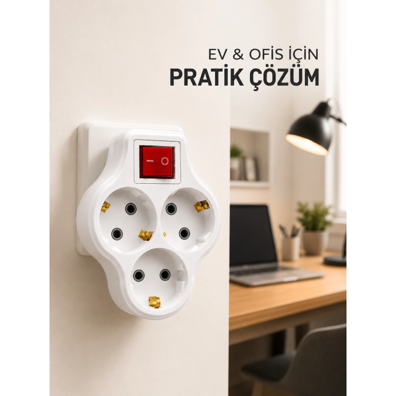 Kablosuz Priz Çoğaltıcı 3 Çıkışlı Anahtarlı Kompakt Duvar Tipi Çoklayıcı Kablosuz Priz Çoğaltıcı 3 Çıkışlı Anahtarlı Kompakt Duvar Tipi Çoklayıcı
