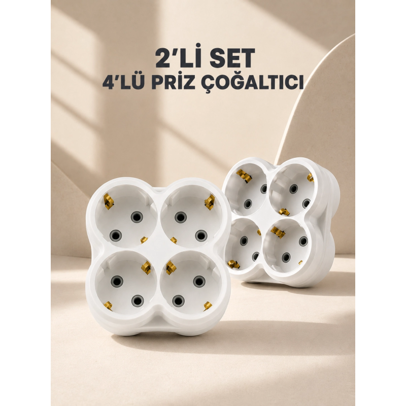 Kablosuz Priz Çoklayıcı 4’lü Duvar Tipi Kompakt Priz Çoğaltıcı 2’li Set Kablosuz Priz Çoklayıcı 4’lü Duvar Tipi Kompakt Priz Çoğaltıcı 2’li Set