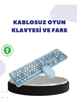 Kablosuz Retro Klavye Ve Mouse Seti – 104 Tuşlu, Sessiz Yazım