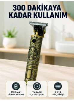 Kablosuz Saç Sakal Kesme Makinesi T Tipi Metal Bıçaklı 3 Kademeli Taraklı