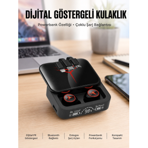 Kablosuz Şarj Göstergeli Powerbank Özellikli Bluetooth Kulaklık Çağrı Cevaplayabilen Yeni Nesil