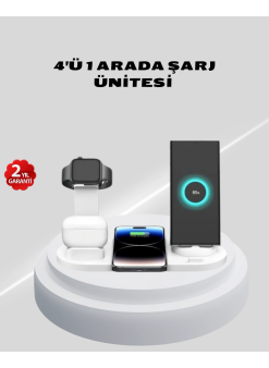Kablosuz Şarj İstasyonu 4’ü 1 Arada İphone Watch Ve Airpods Uyumlu