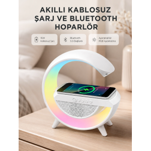 Kablosuz Şarjlı Bluetooth Hoparlör Ve Gece Lambası – Nfc, Fm Radyo, Rgb Işık