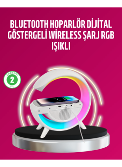 Kablosuz Şarjlı Led Masa Lambası Çalar Saat Ve Beyaz Gürültü Özellikli