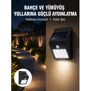 Kablosuz Solar Led Lamba | Bahçe, Veranda, Merdiven Işığı, Otomatik Aç-kapa Sensörlü Yeni Nesil