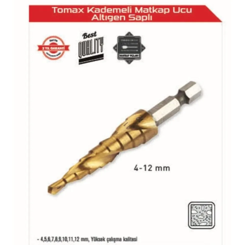 Kademeli Matkap Ucu 4-12 Mm Arası - Altıgen Saplı Kademeli Matkap Ucu 4-12 Mm Arası - Altıgen Saplı