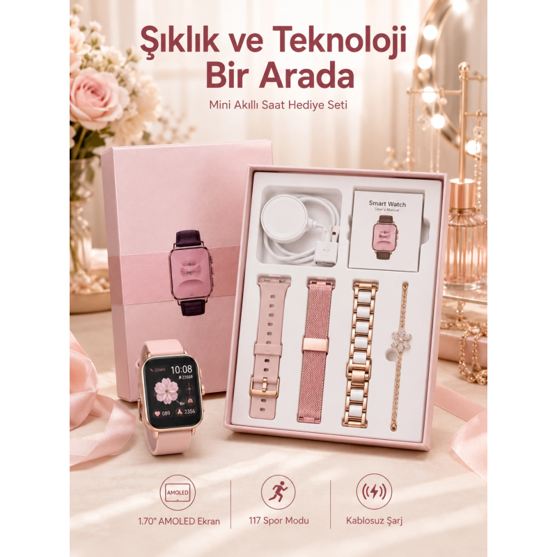Kadınlar İçin Dokunmatik Ekran Akıllı Saat Ve Kablosuz Bluetooth Kulaklık Anc Özelliği Kadınlar İçin Dokunmatik Ekran Akıllı Saat Ve Kablosuz Bluetooth Kulaklık Anc Özelliği