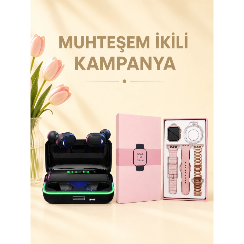 Kadınlara Özel Bileklik Hediyeli Akıllı Saat Ve Dijital Göstergeli Anc Özellikli Bluetooth Kulaklık Kadınlara Özel Bileklik Hediyeli Akıllı Saat Ve Dijital Göstergeli Anc Özellikli Bluetooth Kulaklık
