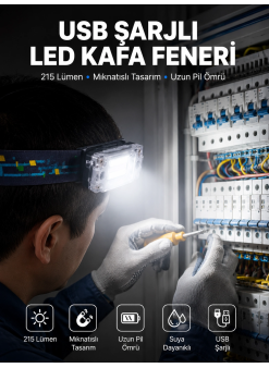 Kafa Lambası Led Fener Pratik Taşınabilir Ayarlanabilir Usb Şarjlı
